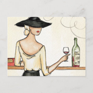Carte Postale Femme Boire du vin espagnol
