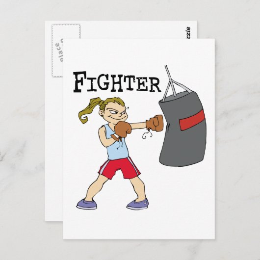 Carte Postale Femme Boxer (Devant / Derrière)