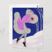 Carte Postale Femme branchée en hiver (Devant / Derrière)