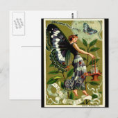 CARTE postale FEMME BUTERFLY (Devant / Derrière)