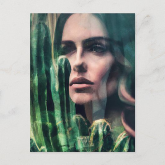 Carte Postale Femme Cactus Double Exposition (Devant)