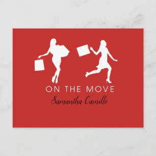 Carte Postale Femme célibataire Red City Life Moving Faire-part