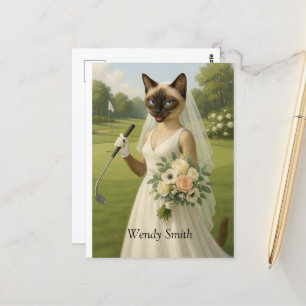 Carte Postale Femme Chat de Golf golfeuse pour Enterrement de Vi