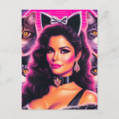 Carte Postale Femme Chat Rétrowave 80s (Devant)