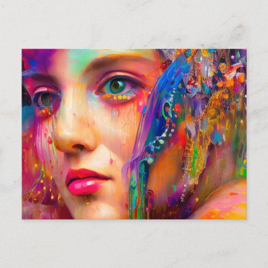 Carte postale femme colorée (Devant)
