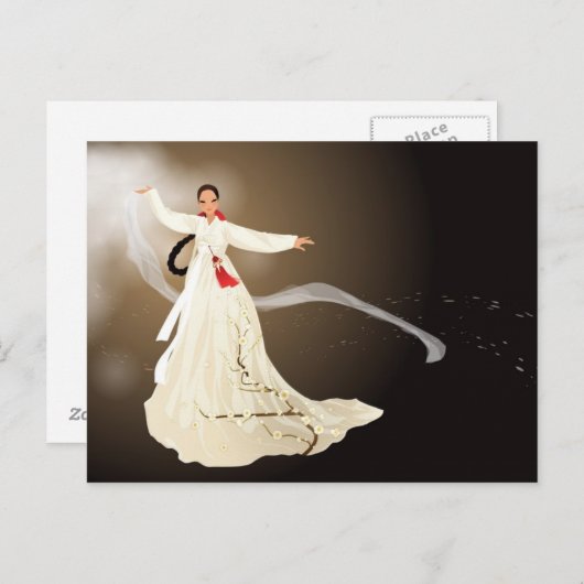 Carte Postale femme coréenne dans un hanbok (Devant / Derrière)