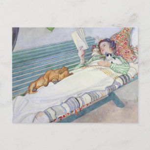 Carte Postale Femme Couchée Sur Un Banc 1913 Par Carl Larsson
