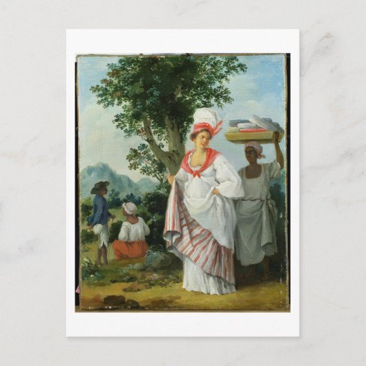 Carte Postale Femme créole antillaise avec son serveuse noire, c (Devant)