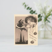 Carte Postale Femme Croissant de sorcière Lune Jack O' Lantern (Debout devant)