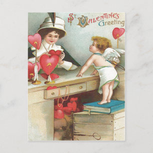 Carte Postale Femme Cupidon Cœur Shopping Flèche