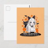 Carte Postale Femme d'Anime avec chat noir. (Devant / Derrière)