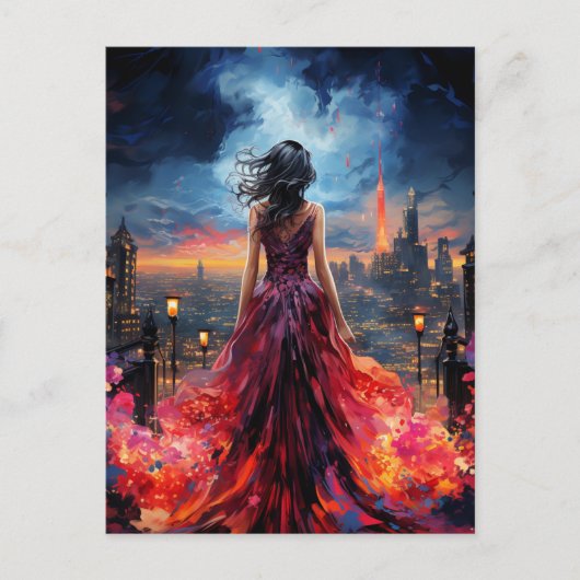 Carte Postale Femme dans la ville (Devant)