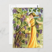 Carte Postale Femme dans le vignoble (Devant / Derrière)