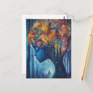 Carte Postale Femme dans les arbres