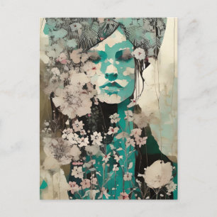 Carte Postale Femme dans les Fleurs Abstrait