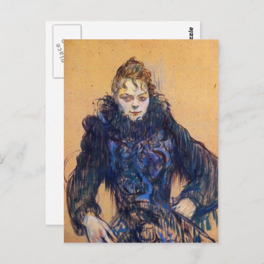 Carte Postale Femme dans un boite noir par Toulouse-Lautrec (Devant / Derrière)