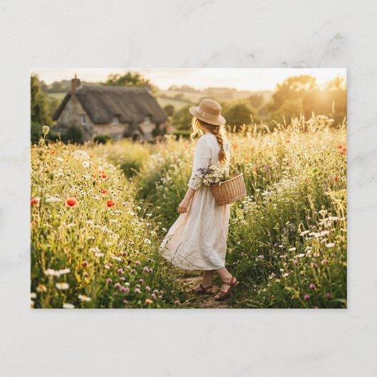 Carte Postale Femme dans un champ de blé (Devant)