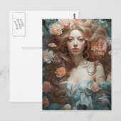 Carte Postale Femme dans un lit de fleurs (Devant / Derrière)