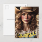 Carte Postale Femme dans un tshirt Montana (Devant / Derrière)