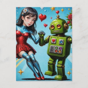 Carte Postale Femme dansante et robot