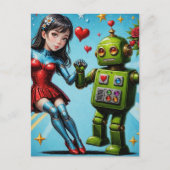 Carte Postale Femme dansante et robot (Devant)