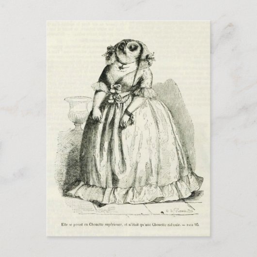 Carte Postale Femme de hibou vintage (Devant)