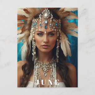 Carte Postale *~ FEMME DE JUIN ANNIVERSAIRE PERLES AP53 Boho