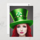 Carte Postale Femme de la fête de Saint-Patricks (Devant / Derrière)