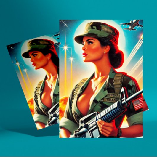 Carte Postale Femme de l'armée vintage