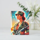 Carte Postale Femme de l'armée vintage (Debout devant)