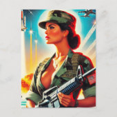 Carte Postale Femme de l'armée vintage (Devant)
