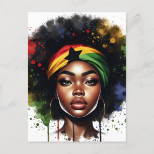 Carte Postale Femme de Melanin de la Reine noire instruite HBCU