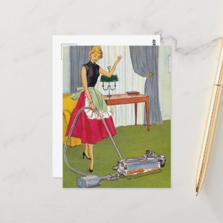 Carte Postale femme de ménage vintage rétro
