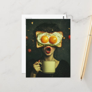 Carte Postale Femme de petit déjeuner surréaliste avec Tomatos v