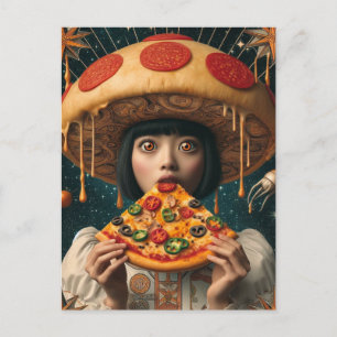 Carte Postale Femme De Pizza Silencieuse Avec Casquette De Champ