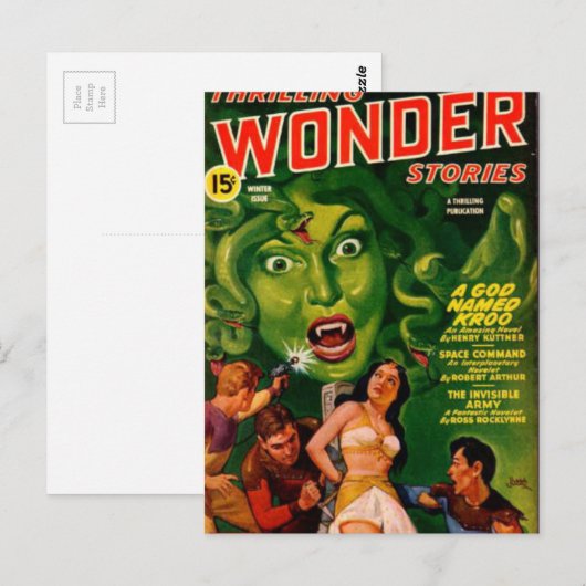 Carte Postale Femme de serpent vert géant (Devant / Derrière)