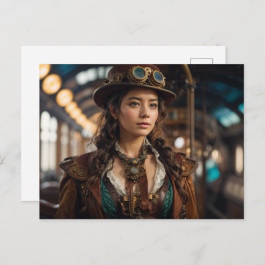 Carte Postale Femme de Steampunk (Devant / Derrière)