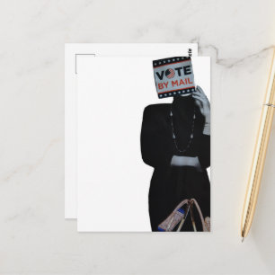 Carte Postale Femme de vote par courrier en collage de médias mi