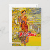 Carte Postale Femme des philippines, voyage vintage (Devant / Derrière)