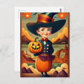 Carte Postale Femme d'Halloween Vintage drôle (Devant / Derrière)