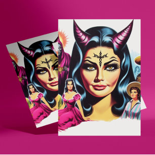 Carte Postale Femme Diabolique Vintage