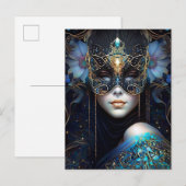 Carte Postale Femme d'Imaginaire portant un masque (Devant / Derrière)