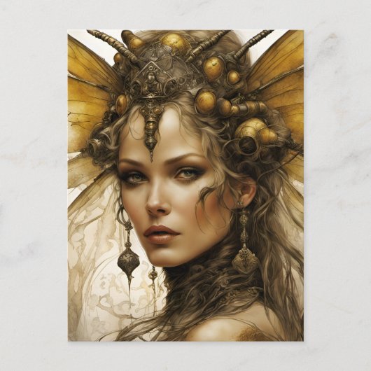 Carte Postale Femme d'insecte d'abeilles Steampunk (Devant)