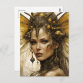 Carte Postale Femme d'insecte Steampunk (Devant / Derrière)