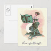 Carte Postale Femme Drapeau Irlandais Harpe Trèfle (Devant / Derrière)