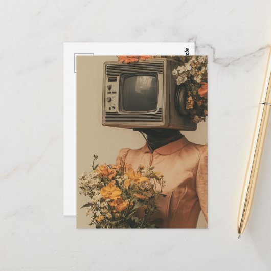 Carte Postale Femme Électronique (Devant/Arrière en situation)