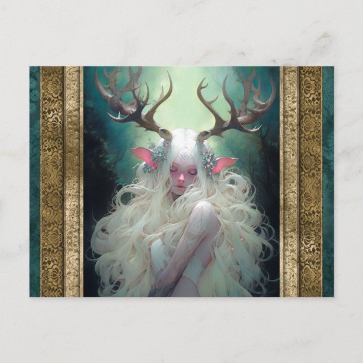 Carte Postale Femme Elf Avec Antlers Imaginaire Art (Devant)