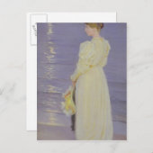 Carte Postale Femme en blanc sur une plage, 1893 (Devant / Derrière)