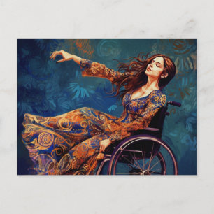 Carte Postale Femme en fauteuil roulant