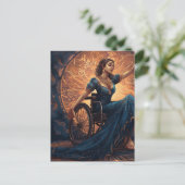 Carte Postale Femme en fauteuil roulant dansant joyeusement (Debout devant)